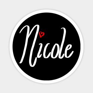 Nicole girls name woman’s first name in white cursive calligraphy personalised personalized customized name Gift for Nicole Magnet